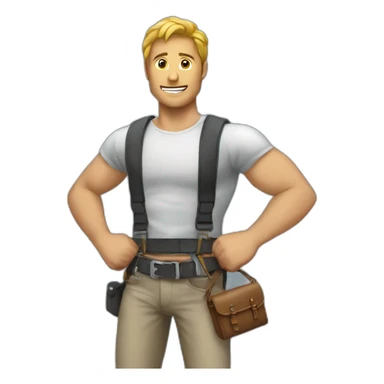 A man catching a belt sticker