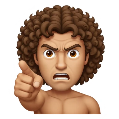 Angry Tan man with big curly brown hair pointing at me sticker
