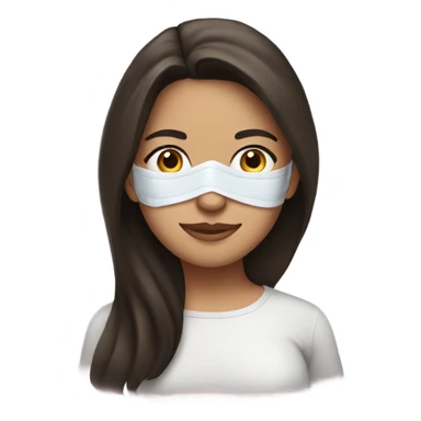 Brunette girl with facial mask sticker