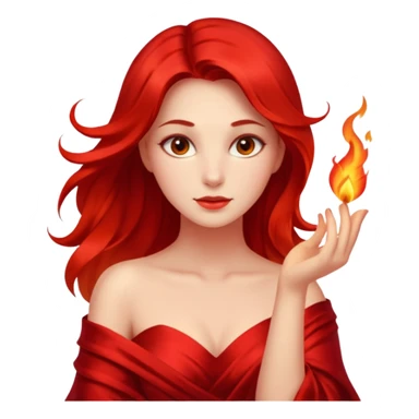 Woman slowly letting red silk fall from her shoulders, firelight flicker sticker