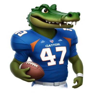 A gator with a big snout coming through the helmet in a epic gators tv football jersey playing football sticker