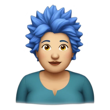 Middle-aged fat Chilean woman short spiky bright blue hair sticker