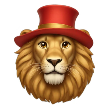 Lion wearing a red hat sticker