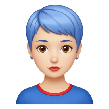 white girl pixie cut red and blue shirt sticker