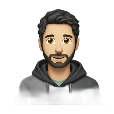 White man dark hair and an anchor beard wearing hoodies sticker