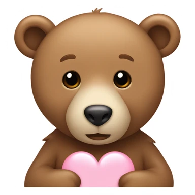 Light brown bear holding a light pink heart sticker