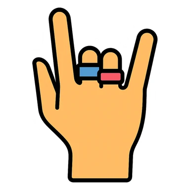 gangster hand gesture with rings color outline icon style sticker