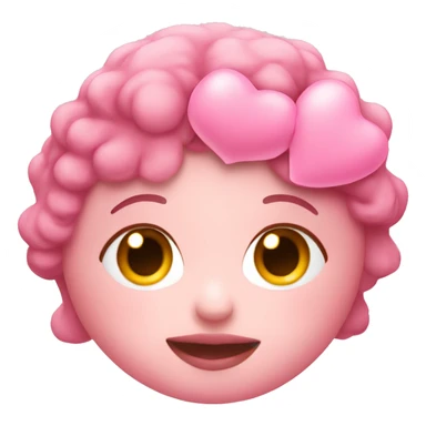 blushing with pink hearts around face  sticker