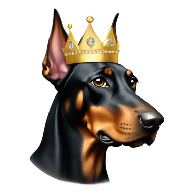 Doberman with gold crown, black diammonds sticker