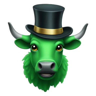 Green buffalo with a top hat sticker