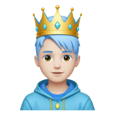 boy neon cyberpunk light blue happy crown white and blue sticker