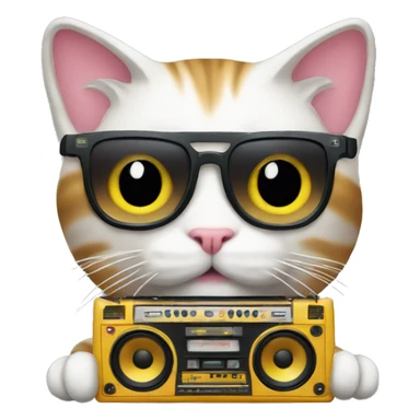 Cat with a boombox  sticker