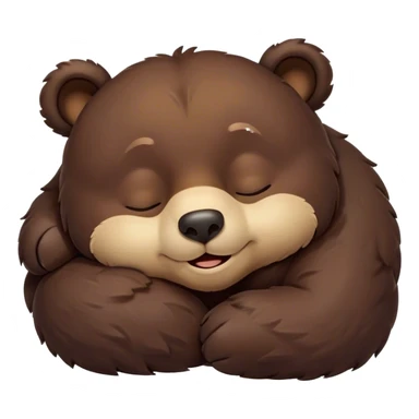 Meme-Worthy Cute Sleeping Bear Portrait Emoji, Head resting peacefully with a contented smile, showcasing a massive, robust build and a luxuriously soft dark brown fur, eyes shut in a serene, restful nap, Simplified yet hilariously adorable features, highly detailed, glowing with a soft, drowsy light, high shine, relaxed and utterly lovable, stylized with an air of playful laziness, bright and heartwarming, soft glowing outline, capturing the essence of a comically sleepy bear, so meme-worthy it feels like it could instantly become the next viral sensation of adorable slumber! sticker