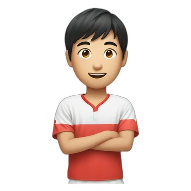 cute Asian boy with table tennis sticker