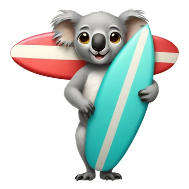 Koala holding a surf board sticker