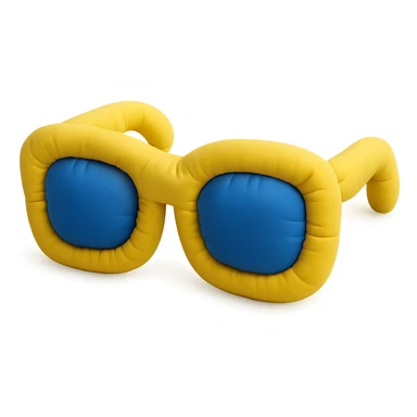 sunglasses in cushion style, soft plush look, bright colors sticker