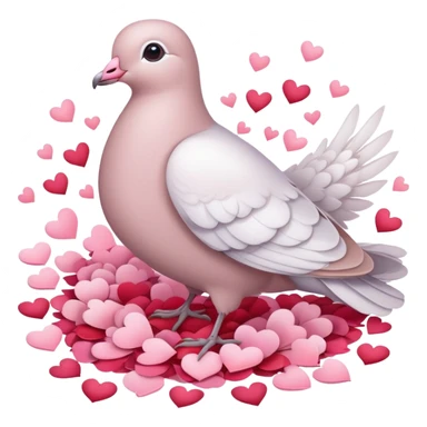 Pastel white-pinkish Romantic dove with hearts and rose-petals sticker