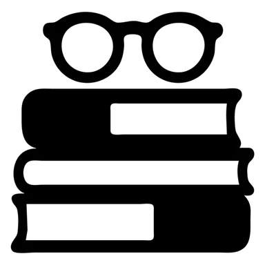 A pile of pink books with glasses on top sticker