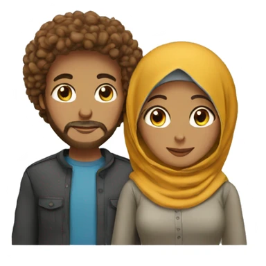 Woman wear hijab with her husband curly hairs sticker
