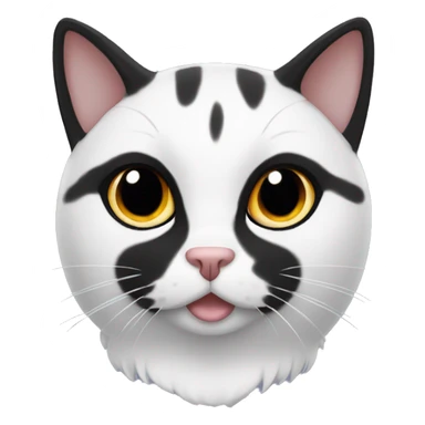 Black and white cat with black beauty mark on face sticker