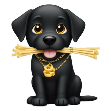 Black dog with gold chain eating noodles sticker