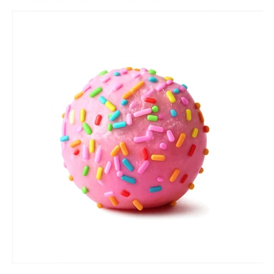 Keep the pink candy with rainbow sprinkles on a transparent background with no background visible. sticker