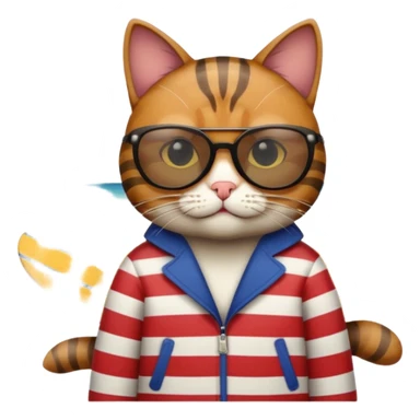 Gato enojado con gafas en la plya sticker