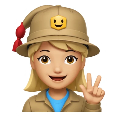 roblox gacha character, winking, wearing a Roblox hat, cheerful look sticker