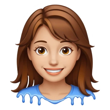 Brown Hair Woman , white paint , drip, face, happy sticker