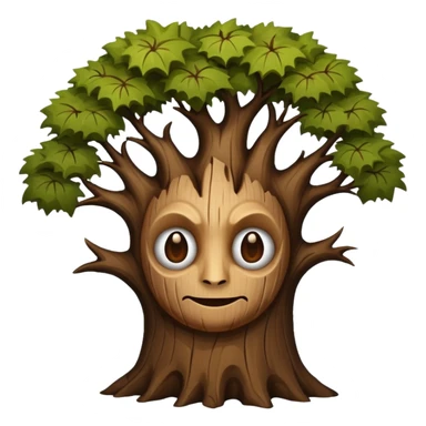 Make a wood with a face and wooden legs and arms and a bat sticker