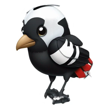 A magpie wearing a Manchester United uniform holding a ball in the space station sticker