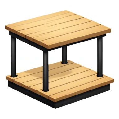 Standing on a raised platform or stage, slightly elevated from the ground, symbolizing presentation, performance, or focus sticker