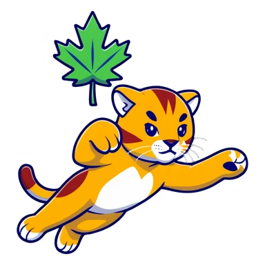 A Florida panther beating up a maple leaf  sticker