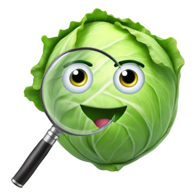 happy cabbage hold magnifying glass sticker