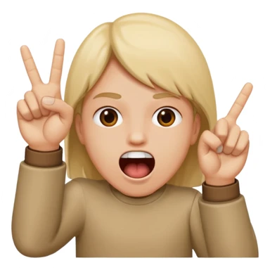 face with wide open mouth and two fingers inside while other fingers are in rock positions sticker