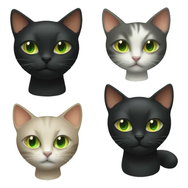 Black cat with light green eyes with an orange cat with light green eyes sticker
