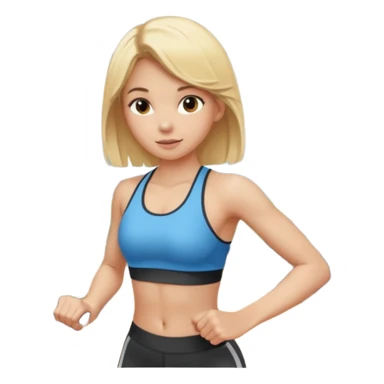 a young girl with blonde hair is exercising in the gym sticker