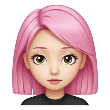 An Asian girl with pink-blonde hair, big eyes, thick eyebrows, and long eyelashes; only her head... sticker