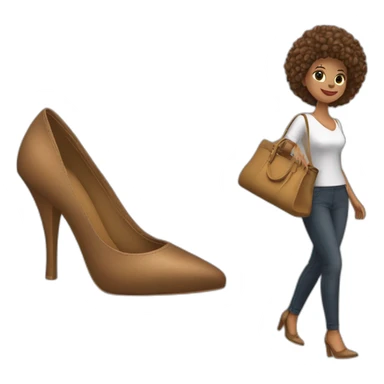 vendedora de zapatos bien vestida con rulos y pelo largo, piel castaña sticker