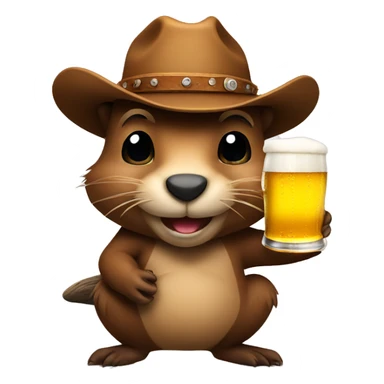 Beaver wearing a cowboy hat with a beer in hand sticker