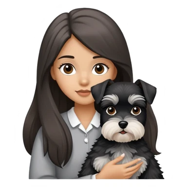 Long-haired girl holding a Black and white schnauzer sticker