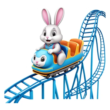 roller coaster with a bunny mascot, representing Walibi amusement park sticker