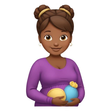 pregnant woman, brown hair, dark skin, bun hair sticker