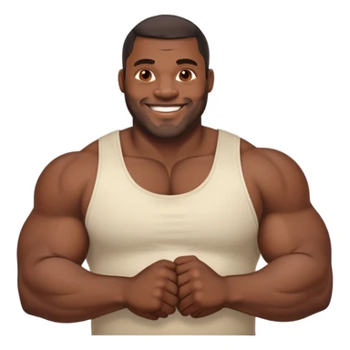 A large, muscular black man with a friendly smile sticker
