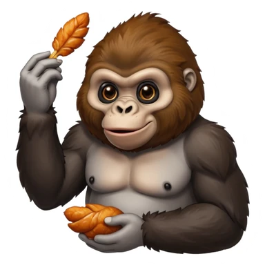 A gorilla eating chicken wing ￼ sticker