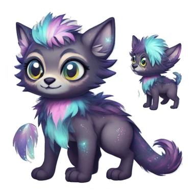 cute Kawaii edgy fantasy animal sparkle fursona Fionbri creature by griffsnuff & LiLaiRa & Falvie full body sticker