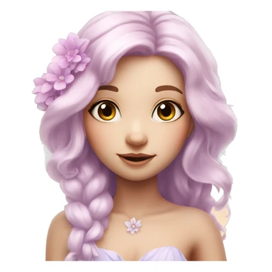 Beautiful, flower fairy, white long, light pink hair, big wings, fair skin, light violet eyes  sticker