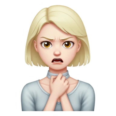 Girl holding neck while mad sticker