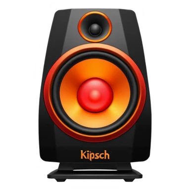 Head: A black KLIPSCH RP-8000F speaker, often represented with a red center or speaker cone.
Core: A small, bright glowing cherry-red circle representing his core.
Body & Armor: Primarily black armor plating with bright red accents or flames. sticker