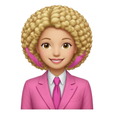 afro blonde hair woman pink suit sticker